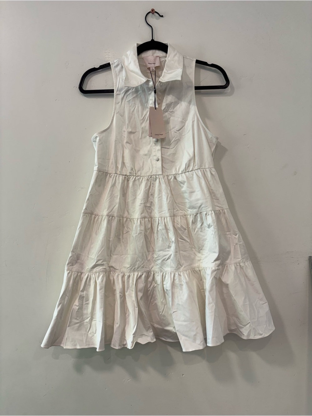 New CINQ À SEPT 'Bennett' Sleeveless Tiered Cotton Mini-Dress, Ivory - Size 6